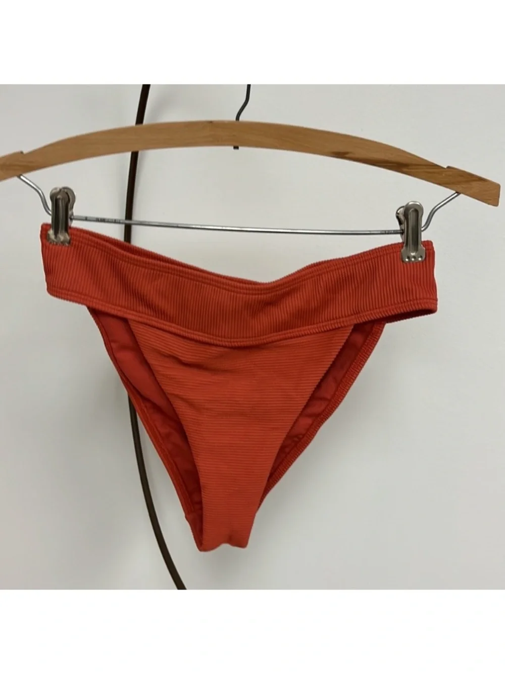 Rust Ribbed High-Waist Bikini Set - Women's Swim